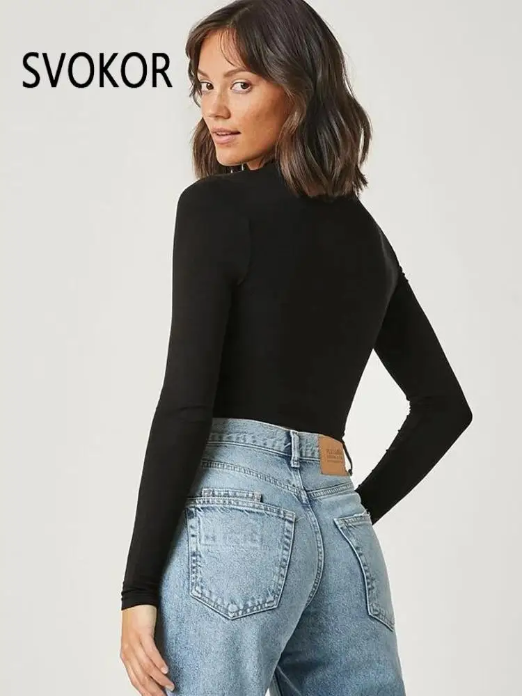 SVOKOR Women Sexy Cropped Tops O Neck Long Sleeve Shirt Black Casual Skinny Slim Basic Woman Fashion T Shirts Ladies
SVOKOR Women Sexy Cropped Tops O Neck Long Sleeve Shirt Black Casual Skinny Slim Basic Woman Fashion T Shirts Ladies