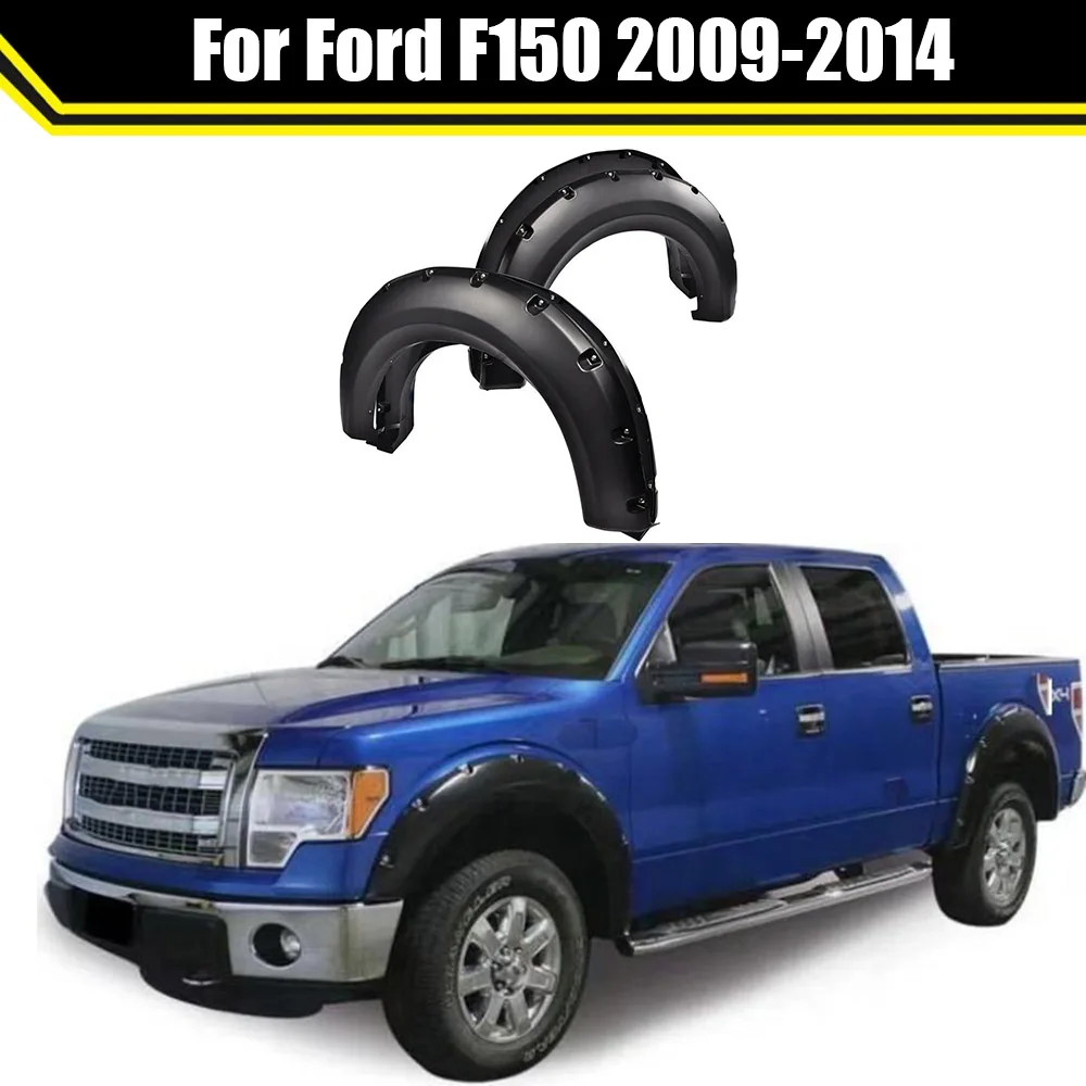 

For Ford F150 2009-2014 Raptor Accessories Textured Pocket Bolt/Rivet Fender Flares Wheel Cover Pockey Style ABS Wheel Arches