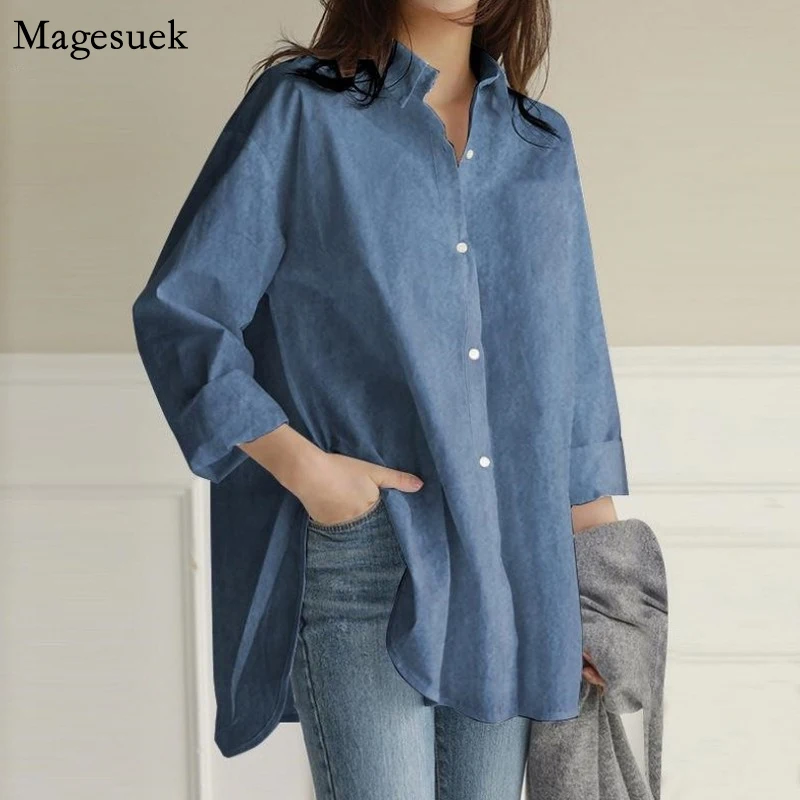 Oversized Solid Cotton Women's Shirt Loose Casual Buttons Long Sleeve Blouse Women Tops Irregular White Shirts Fashion New 21407
Oversized Solid Cotton Women's Shirt Loose Casual Buttons Long Sleeve Blouse Women Tops Irregular White Shirts Fashion New 21407