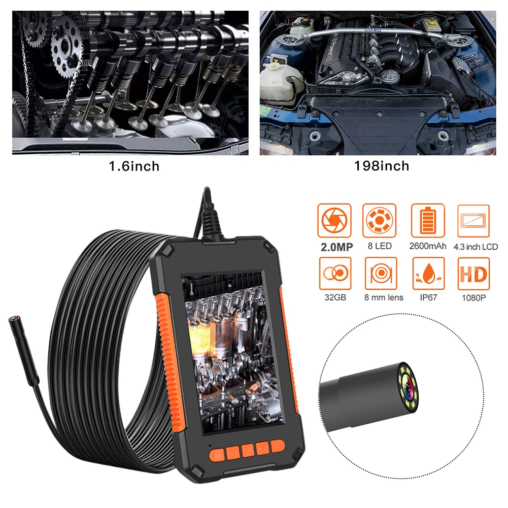 4.3 Inch LCD Screen Endoscope 1080P HD IP67 Waterproof Camera Rigid Cable Pipe Sewer Car Industrial Inspection Borescope
4.3 Inch LCD Screen Endoscope 1080P HD IP67 Waterproof Camera Rigid Cable Pipe Sewer Car Industrial Inspection Borescope