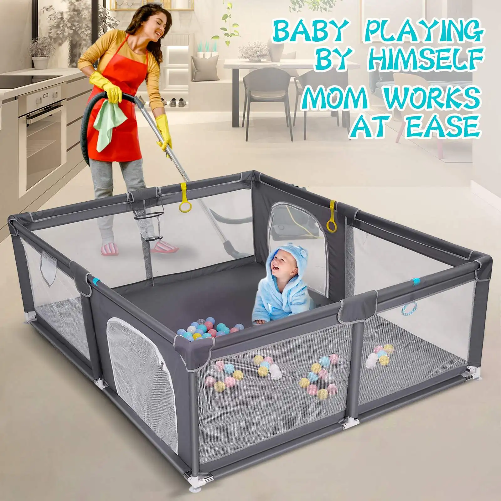 Bioby Baby Playpen Large Playpen for Babies and Toddlers Sturdy Safety Huge Play Yard Play Pen with Gate Giant Play Yard for Kid
Bioby Baby Playpen Large Playpen for Babies and Toddlers Sturdy Safety Huge Play Yard Play Pen with Gate Giant Play Yard for Kid