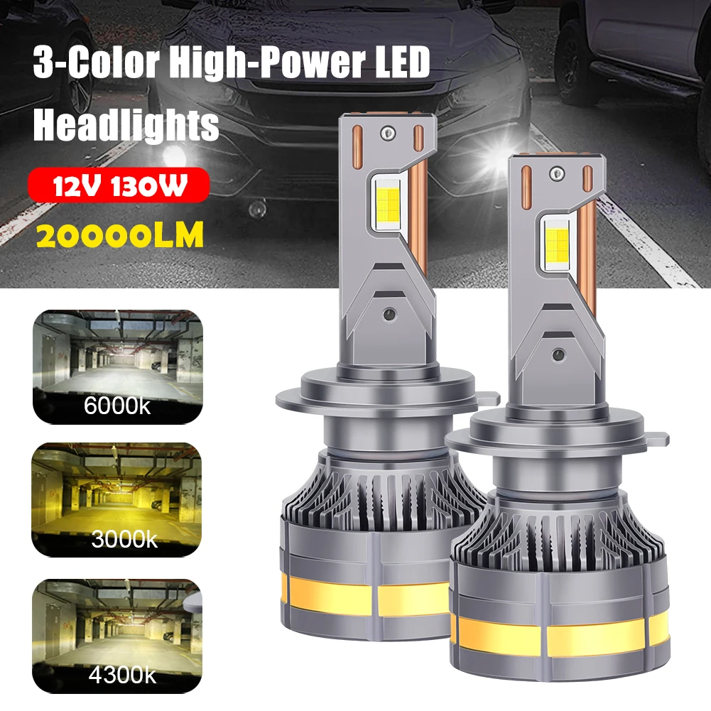 H4 H7 Car LED Headlight Bulb H1 H8 H9 H11 9005 9006 130W 20000LM 3-Color 3000K 4300K 6000K LED Bulb IP68 Waterproof Fast Cooling
H4 H7 Car LED Headlight Bulb H1 H8 H9 H11 9005 9006 130W 20000LM 3-Color 3000K 4300K 6000K LED Bulb IP68 Waterproof Fast Cooling