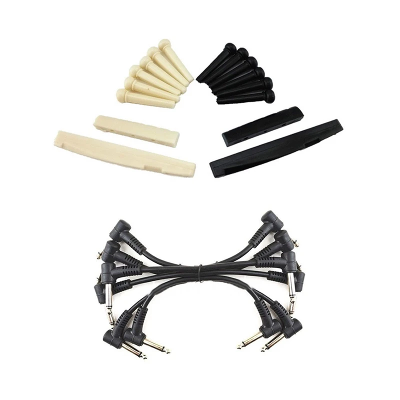 New 1 Sets Bridge Pins & Saddle & Nut & 6 X Electric Guitar Cables 6 Inch 1/4 Right Angle Effect Pedal Patch Cord
New 1 Sets Bridge Pins & Saddle & Nut & 6 X Electric Guitar Cables 6 Inch 1/4 Right Angle Effect Pedal Patch Cord