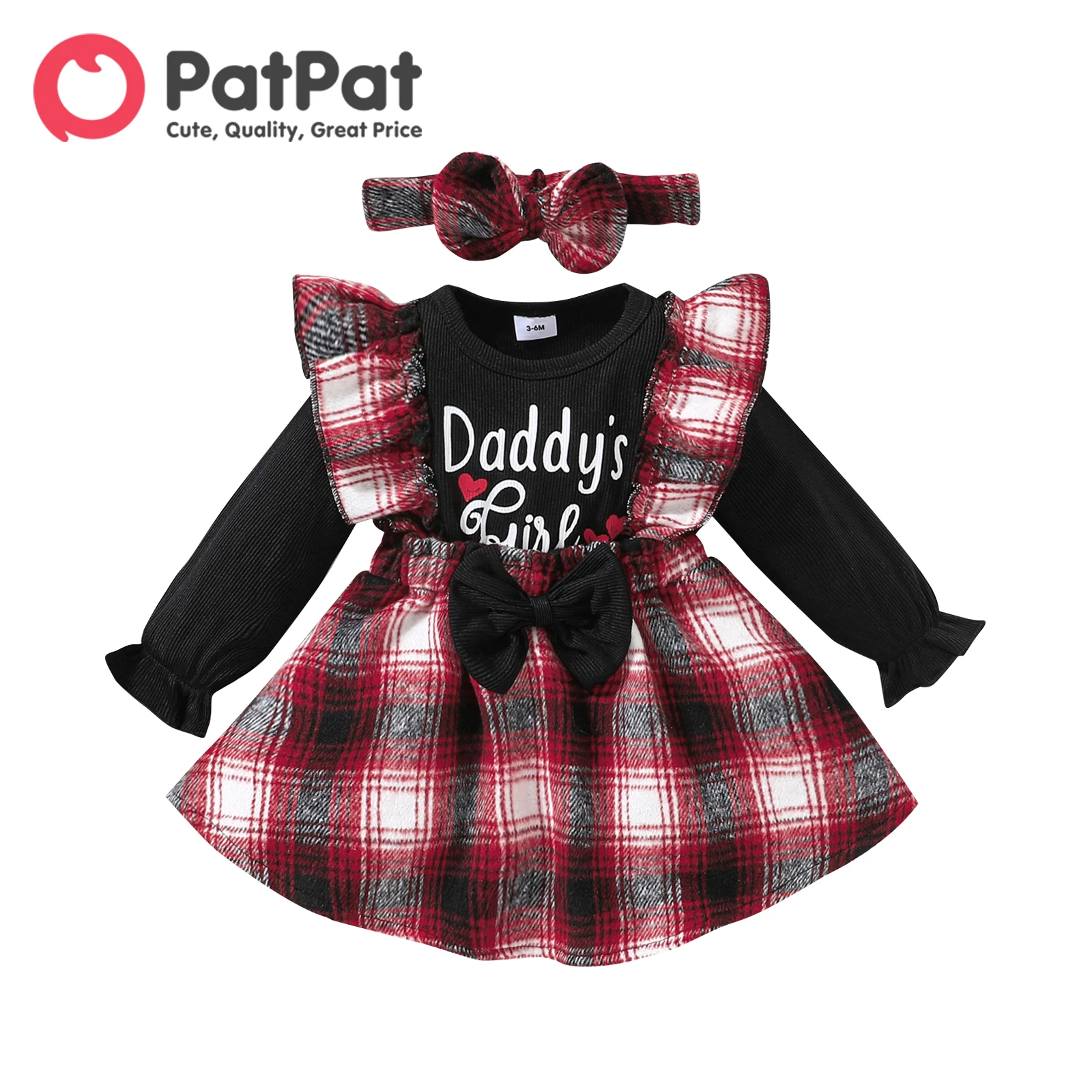 PatPat 2pcs Baby Girl Letter Print Ribbed Long-sleeve Spliced Red Plaid Ruffle Trim Faux-two Dress with Headband Set
PatPat 2pcs Baby Girl Letter Print Ribbed Long-sleeve Spliced Red Plaid Ruffle Trim Faux-two Dress with Headband Set