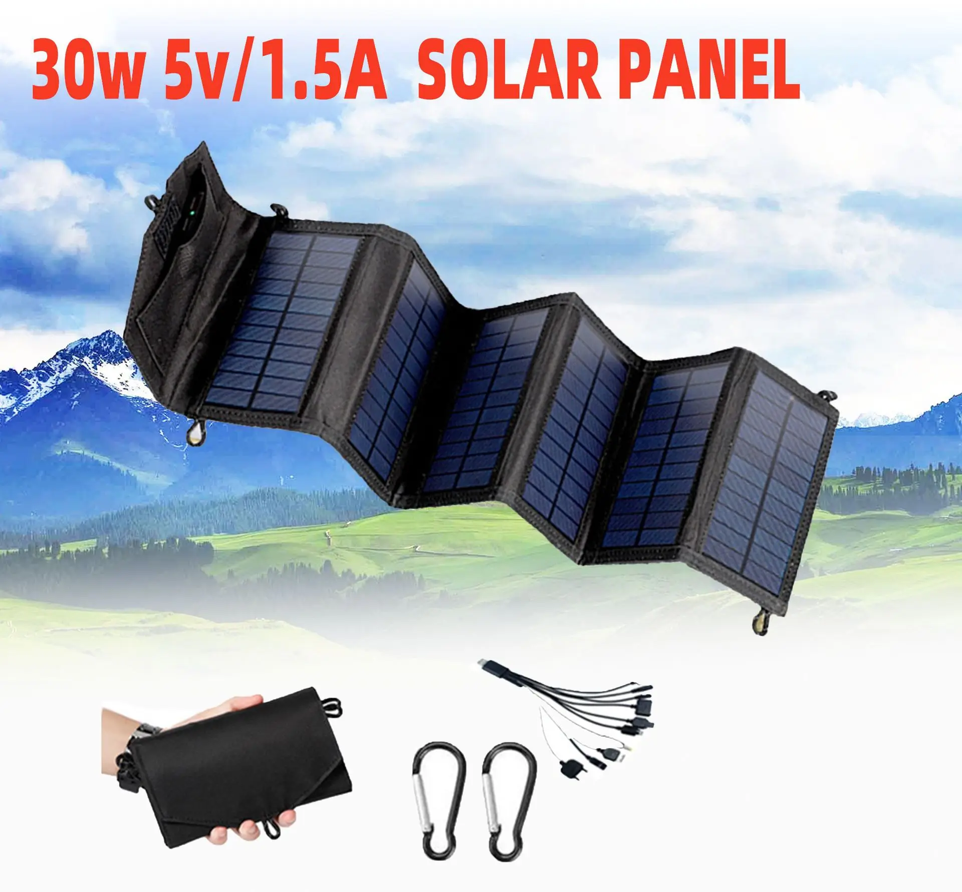 30W Solar Folding Bag Charging Portable Camping Solar Panel Convenient Outdoor 5V USB
30W Solar Folding Bag Charging Portable Camping Solar Panel Convenient Outdoor 5V USB