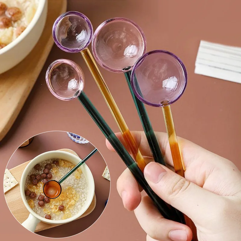 Creative Glass Milk Spoon Transparent Colored Coffee Dessert Stirring Spoon Long Handle Round Kitchen Tableware Stirrer Rod
Creative Glass Milk Spoon Transparent Colored Coffee Dessert Stirring Spoon Long Handle Round Kitchen Tableware Stirrer Rod