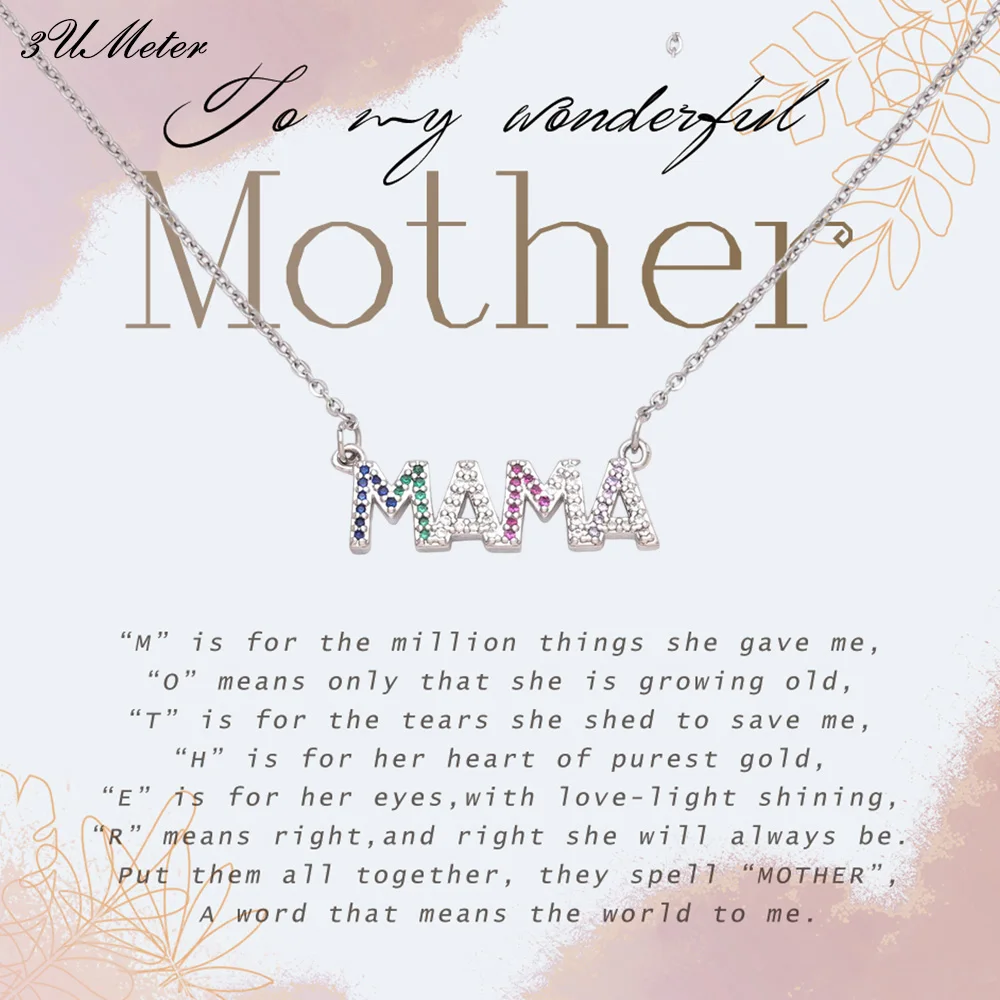 Mother's Day Necklace Colorful Cubic Zirconia Mama Pendants Exquisite Necklace Mama Letter Name Necklaces Mother's Day Gift
Mother's Day Necklace Colorful Cubic Zirconia Mama Pendants Exquisite Necklace Mama Letter Name Necklaces Mother's Day Gift
