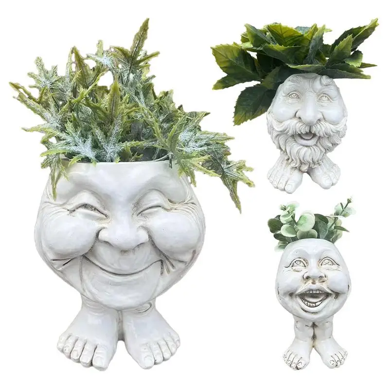 

Muggle Face Planters Succulent Head Planter Resin Head Planter Pot Succulents Flowers Head Flower Pot Weather Resistant