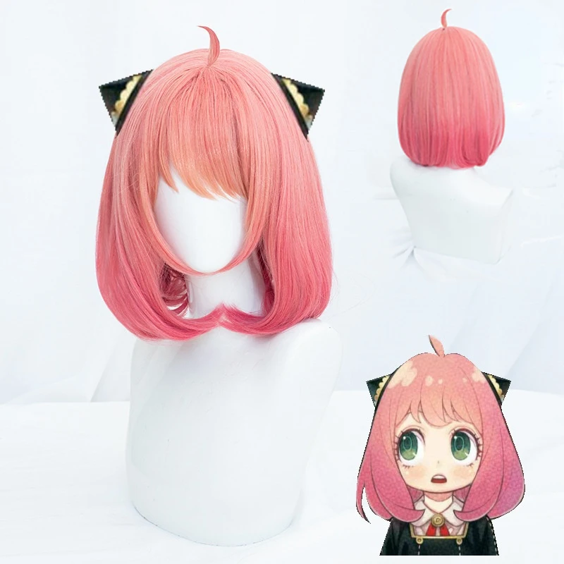 

Anime Spy X Family Anya Forger Cosplay Wig Subject 007 Short Pink Hair Heat-resistant Fiber Hair+Wig Cap Halloween Party Girls