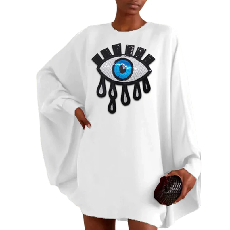 Женское свободное мини-платье Lemongor, белое платье с аппликацией в виде синего глаза и длинными рукавами «летучая мышь», весна-лето 2023
Женское свободное мини-платье Lemongor, белое платье с аппликацией в виде синего глаза и длинными рукавами «летучая мышь», весна-лето 2023