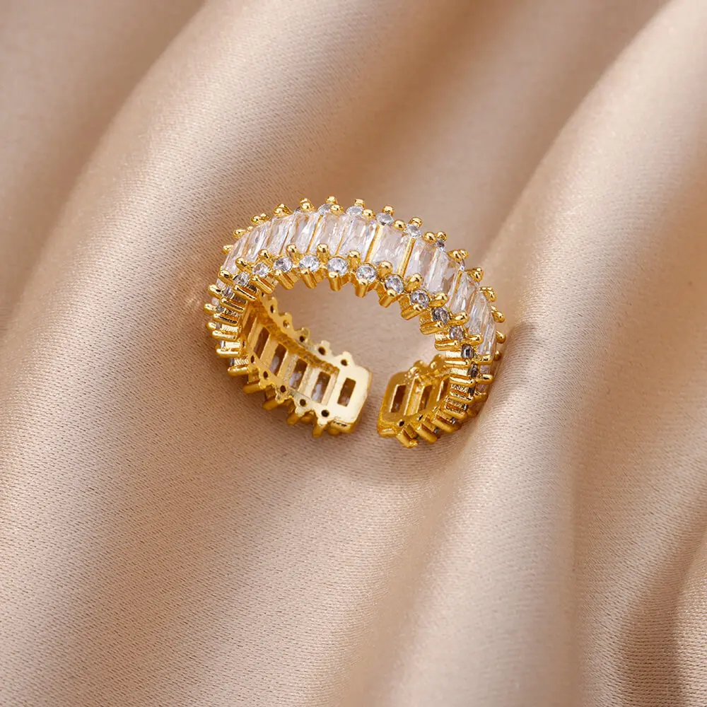 Fashion Luxury Zircon Charm Baguette Cubic Zirconia Wedding Rings For Women Gold Color Open Finger Ring Party Jewelry Gift
Fashion Luxury Zircon Charm Baguette Cubic Zirconia Wedding Rings For Women Gold Color Open Finger Ring Party Jewelry Gift