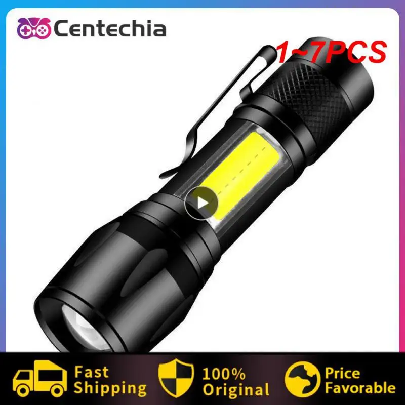 

1~7PCS Zoom Mini Led Flashlight XP-G Q5 Flash Light Lantern Portable rechargeable Glare COB Flashlight Outdoor Camping