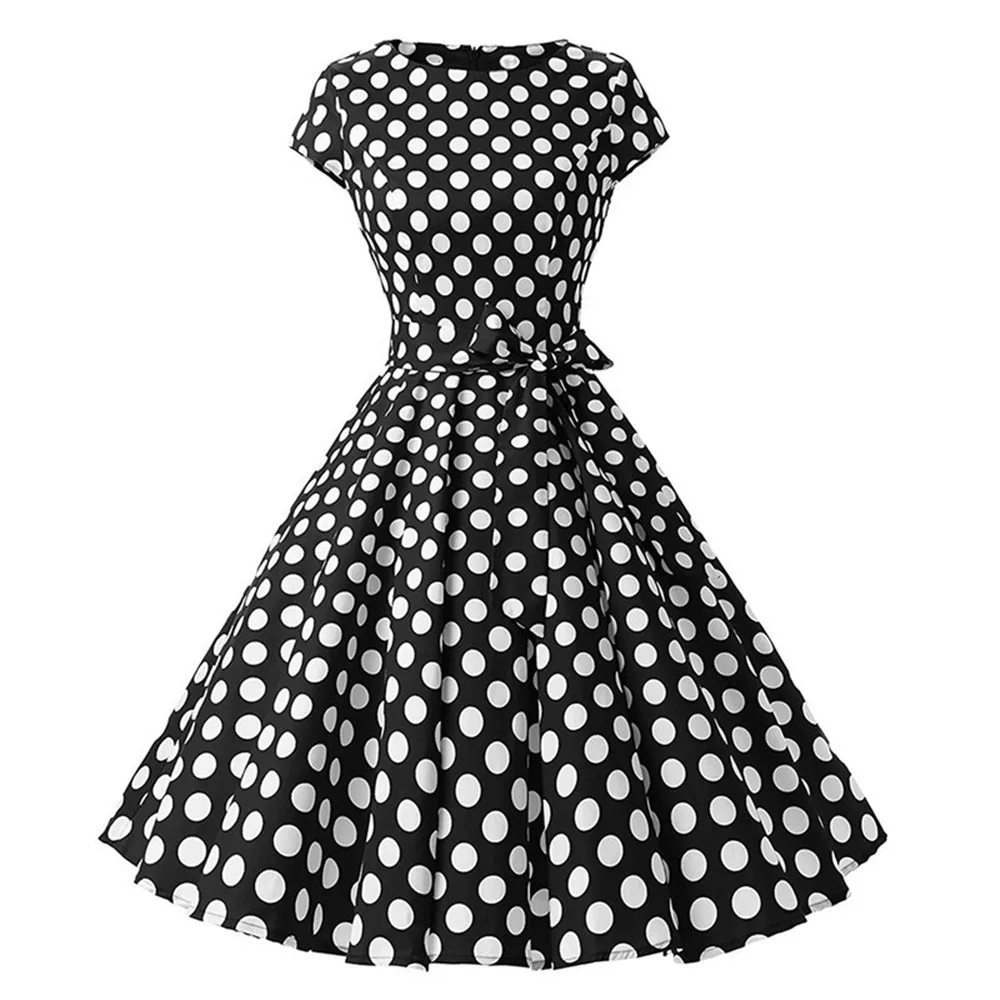 2022 Summer Women Hepburn Dress Short Sleeve Round Neck Dot Printing Patchwork Slim Pullover Retro Elegant Ladies A-line Dress
2022 Summer Women Hepburn Dress Short Sleeve Round Neck Dot Printing Patchwork Slim Pullover Retro Elegant Ladies A-line Dress