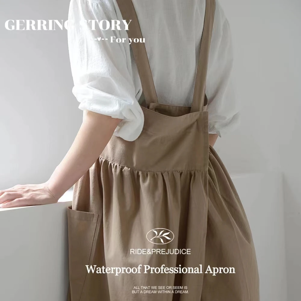 Gerring Korean Waterproof Aprons For Women With Pocket Adjustable Cotton Linen House Kitchen Cook Apron Florist Work Clothes
Gerring Korean Waterproof Aprons For Women With Pocket Adjustable Cotton Linen House Kitchen Cook Apron Florist Work Clothes