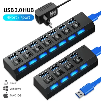 USB 허브 USB 3.0 어댑터 멀티 포트, 전원 어댑터 익스텐더, PC 컴퓨터 액세서리 스위치, 노트북용 USB 2.0, 3 0 허브