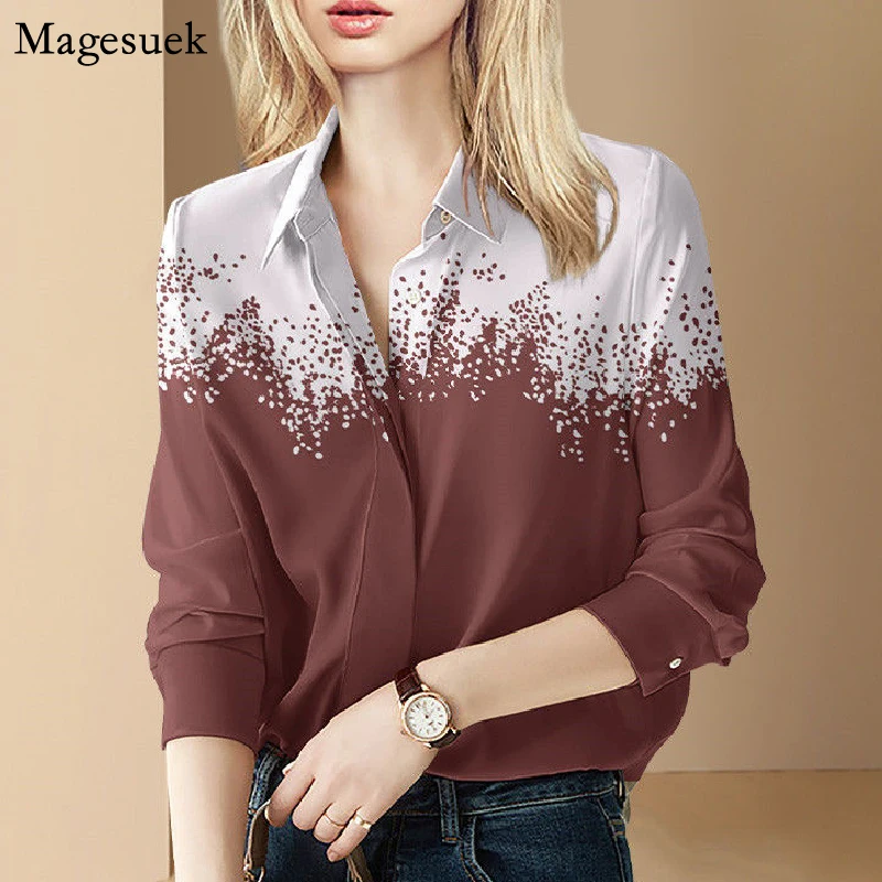 Винтажная Повседневная рубашка с принтом, Женская свободная офисная блузка с длинным рукавом, модная 2022, элегантные рубашки с цветочным при... 
Винтажная Повседневная рубашка с принтом, Женская свободная офисная блузка с длинным рукавом, модная 2022, элегантные рубашки с цветочным при...