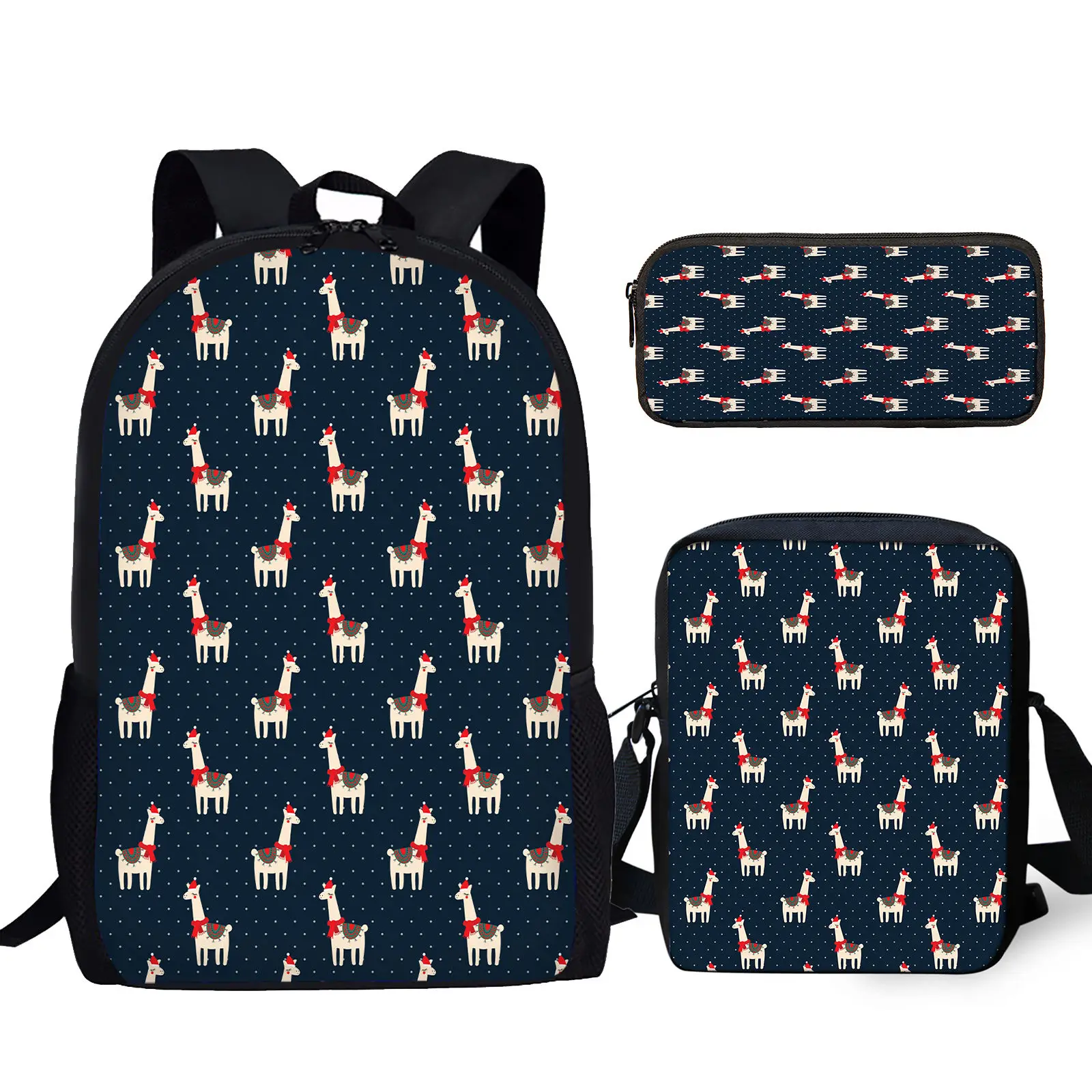YIKELUO Wave Dot Design Cartoon Alpaca Print Dark Blue Durable Backpack Messenger Bag Animal Print Pencil Case Casaul Mochilas
YIKELUO Wave Dot Design Cartoon Alpaca Print Dark Blue Durable Backpack Messenger Bag Animal Print Pencil Case Casaul Mochilas