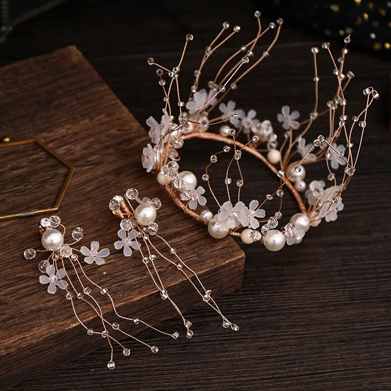 MYFEIVO Bride's Crown Korean Crystal Full Turn Princess Birthday Crown Earring Set Handwoven Headdress Accessories XXY0406
MYFEIVO Bride's Crown Korean Crystal Full Turn Princess Birthday Crown Earring Set Handwoven Headdress Accessories XXY0406
