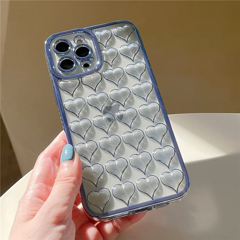 13 Pro Case Luxury3D Hearts Transparent electroplate Puffer Cover for iPhone 12 Pro Max 11 XR X XS 7 8 Plus SE 2020 Clear Case
13 Pro Case Luxury3D Hearts Transparent electroplate Puffer Cover for iPhone 12 Pro Max 11 XR X XS 7 8 Plus SE 2020 Clear Case