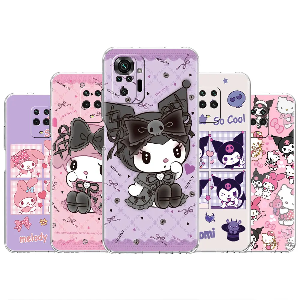 

Clear Case For Xiaomi Redmi Note 11 Pro 10 9 9S 8 8T 7 9A 9C 9T 10 10C K40 Transparent Soft Phone Cover Kuromi My Melody