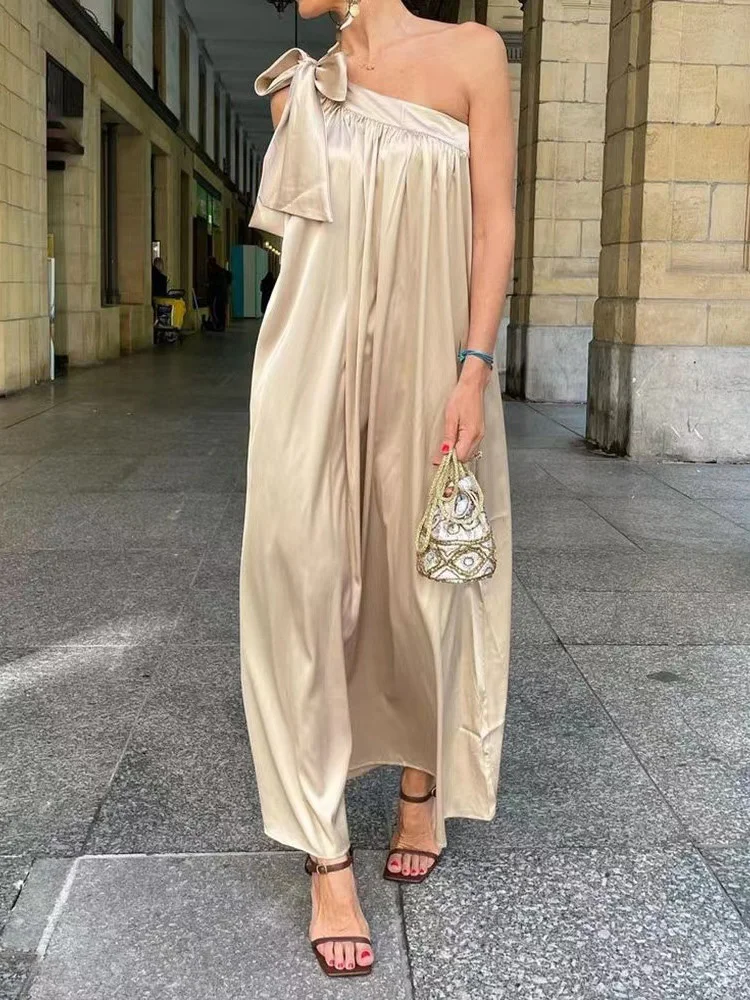 Lady Elegant Slash Neck Bow Tie-up Party Long Dress Fashion Solid Loose Plated Maxi Dress Women Sexy Backless Evening Dress
Lady Elegant Slash Neck Bow Tie-up Party Long Dress Fashion Solid Loose Plated Maxi Dress Women Sexy Backless Evening Dress