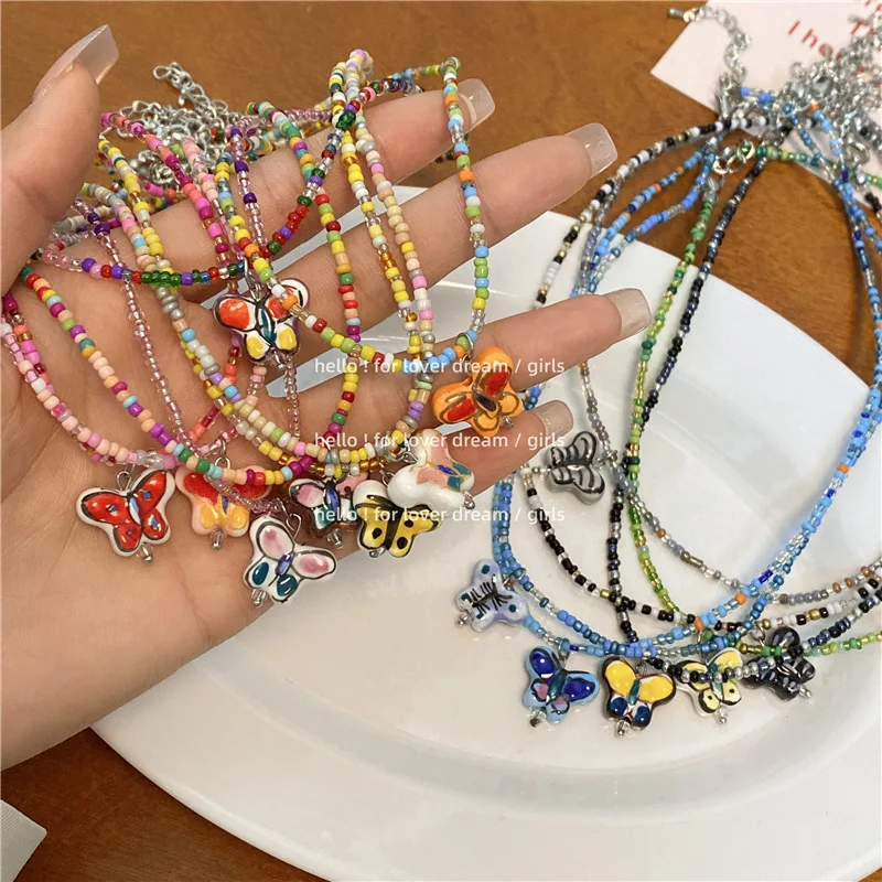 2022 Korean New Fashion Plastic Beaded Butterfly Necklace For Women Girls Summer Sweet Cute Colorful Trend Jewelry Party Gifts
2022 Korean New Fashion Plastic Beaded Butterfly Necklace For Women Girls Summer Sweet Cute Colorful Trend Jewelry Party Gifts