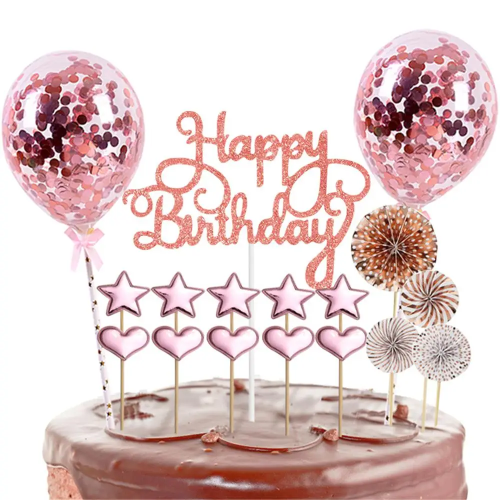 17 Pcs Birthday Cakes Toppers Set Confetti Balloon Happy Birthday Star Love-shaped Cake Card Decoration For Birthday Party
17 Pcs Birthday Cakes Toppers Set Confetti Balloon Happy Birthday Star Love-shaped Cake Card Decoration For Birthday Party