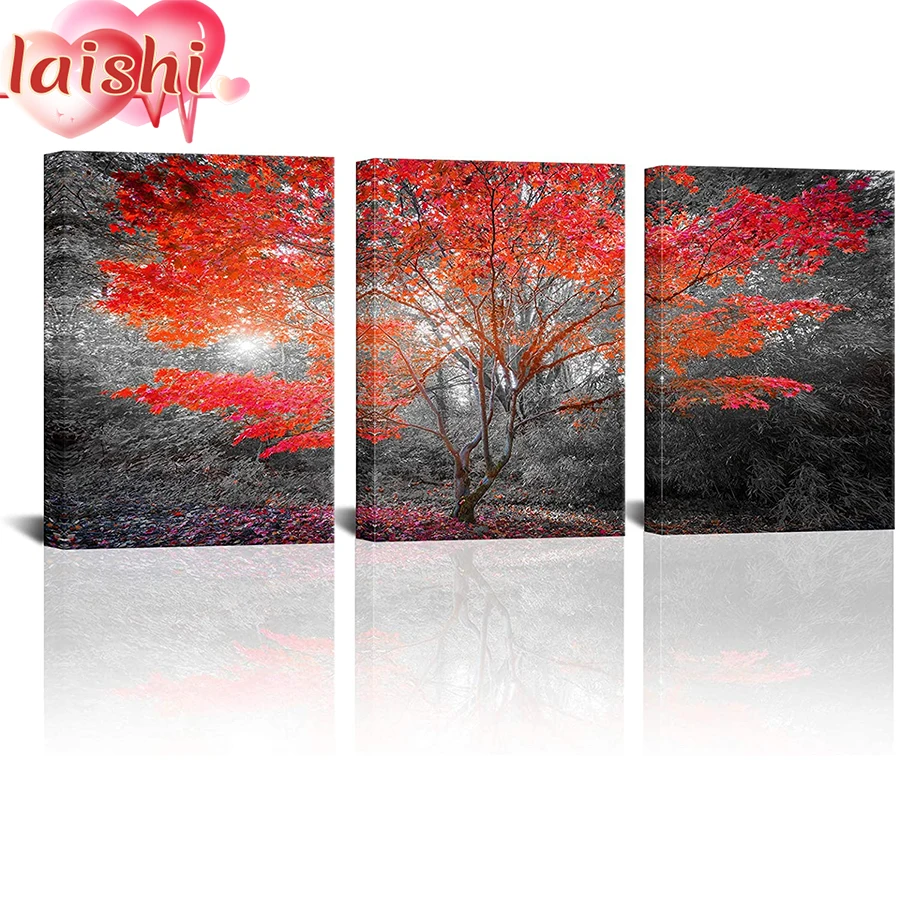 3pcs Red maple tree, forest landscape Diamond Painting Full Square round diamond Home Decoration Embroidery Handcraft Art Kits 
3pcs Red maple tree, forest landscape Diamond Painting Full Square round diamond Home Decoration Embroidery Handcraft Art Kits