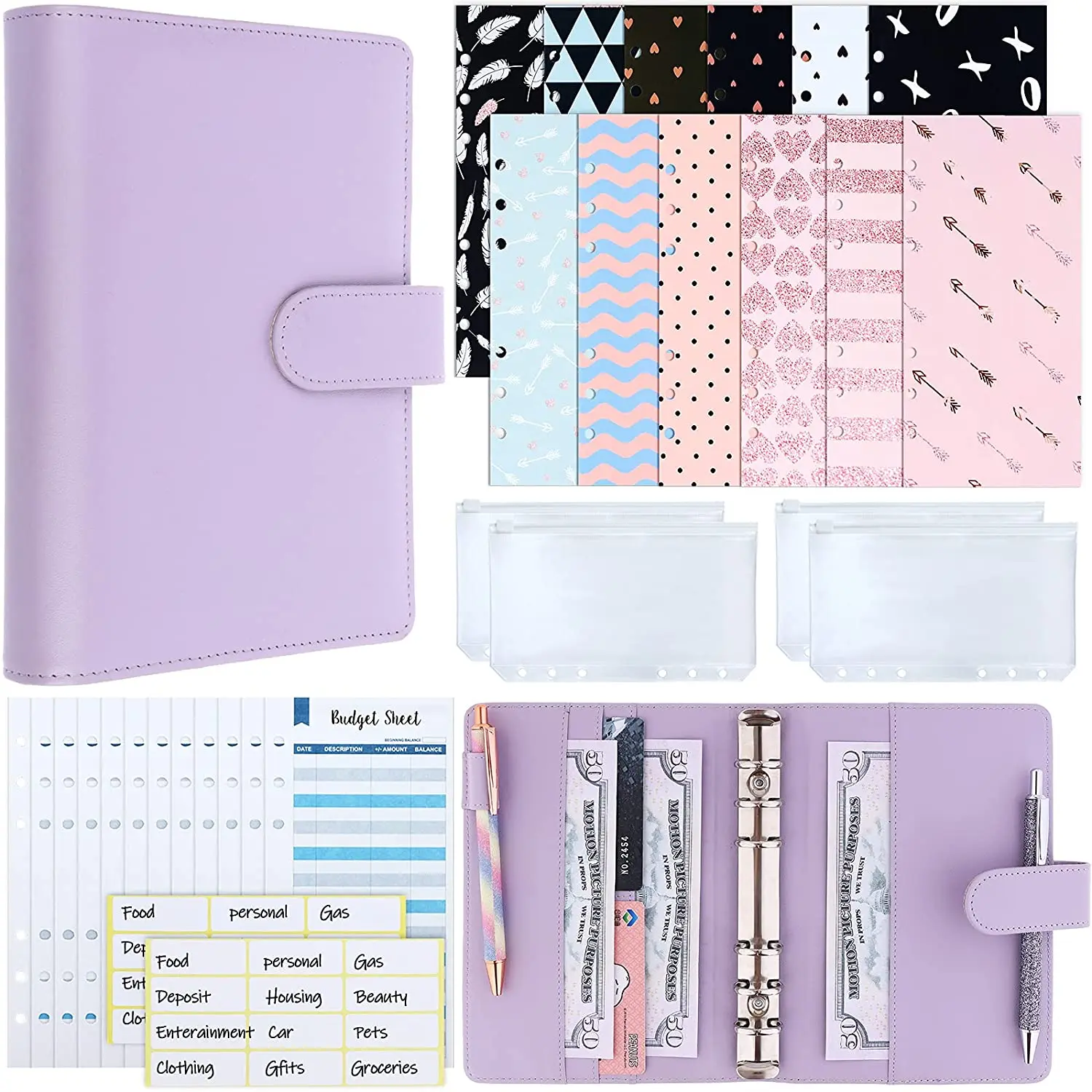 31 Pcs A6 Budget Binder Cash Envelope Planner System Organizer with Budget Money Envelopes,Expense Budget Sheets,Binder Pockets
31 Pcs A6 Budget Binder Cash Envelope Planner System Organizer with Budget Money Envelopes,Expense Budget Sheets,Binder Pockets