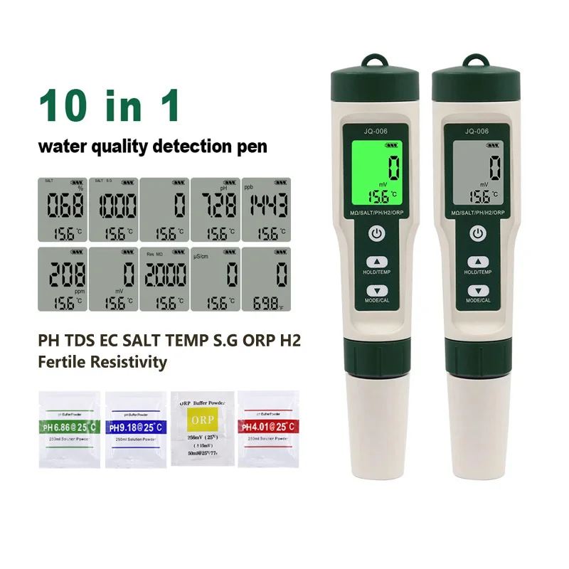 Тестер качества воды 10 в 1, PH TDS EC, солевая температура, s. G ORP H2, ручка детектора плодородной сопротивления для аквариума, бассейна
Тестер качества воды 10 в 1, PH TDS EC, солевая температура, s. G ORP H2, ручка детектора плодородной сопротивления для аквариума, бассейна