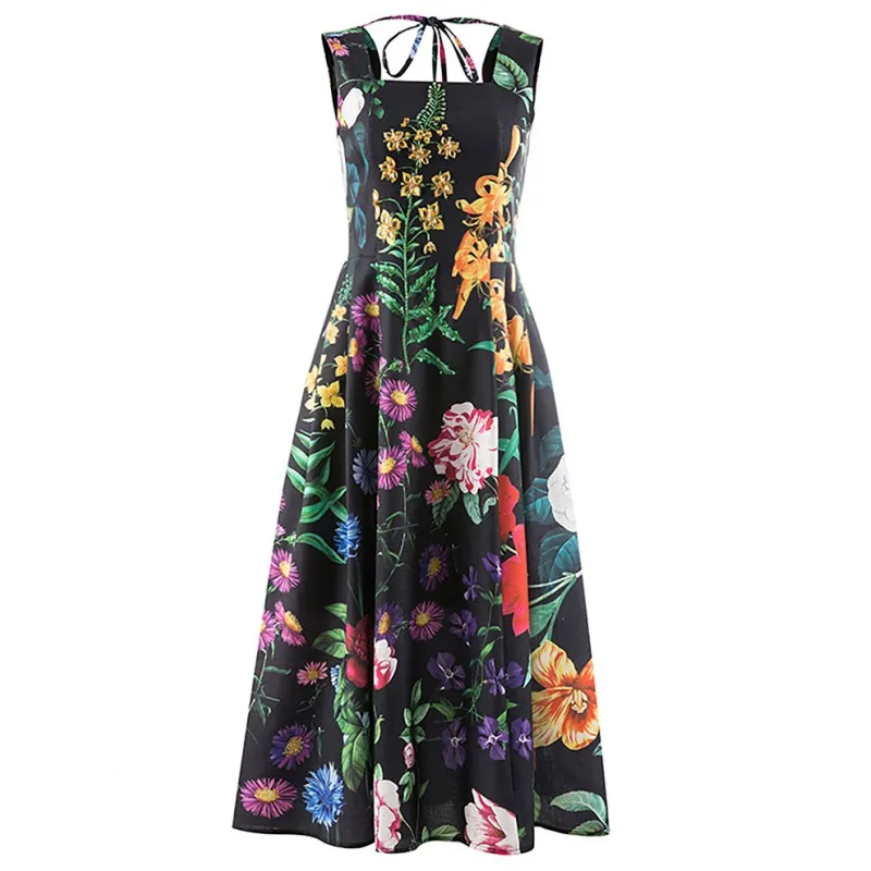 Elegant Dresses For Women 2023 Summer Loose Square Collar Sleeveless High Waist Print Colorblock Midi Dress Female Clothing
Elegant Dresses For Women 2023 Summer Loose Square Collar Sleeveless High Waist Print Colorblock Midi Dress Female Clothing