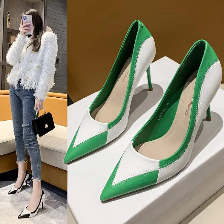 2022 womens shoes sexy high heels shallow mouth pointed toe color matching black beige green
2022 womens shoes sexy high heels shallow mouth pointed toe color matching black beige green