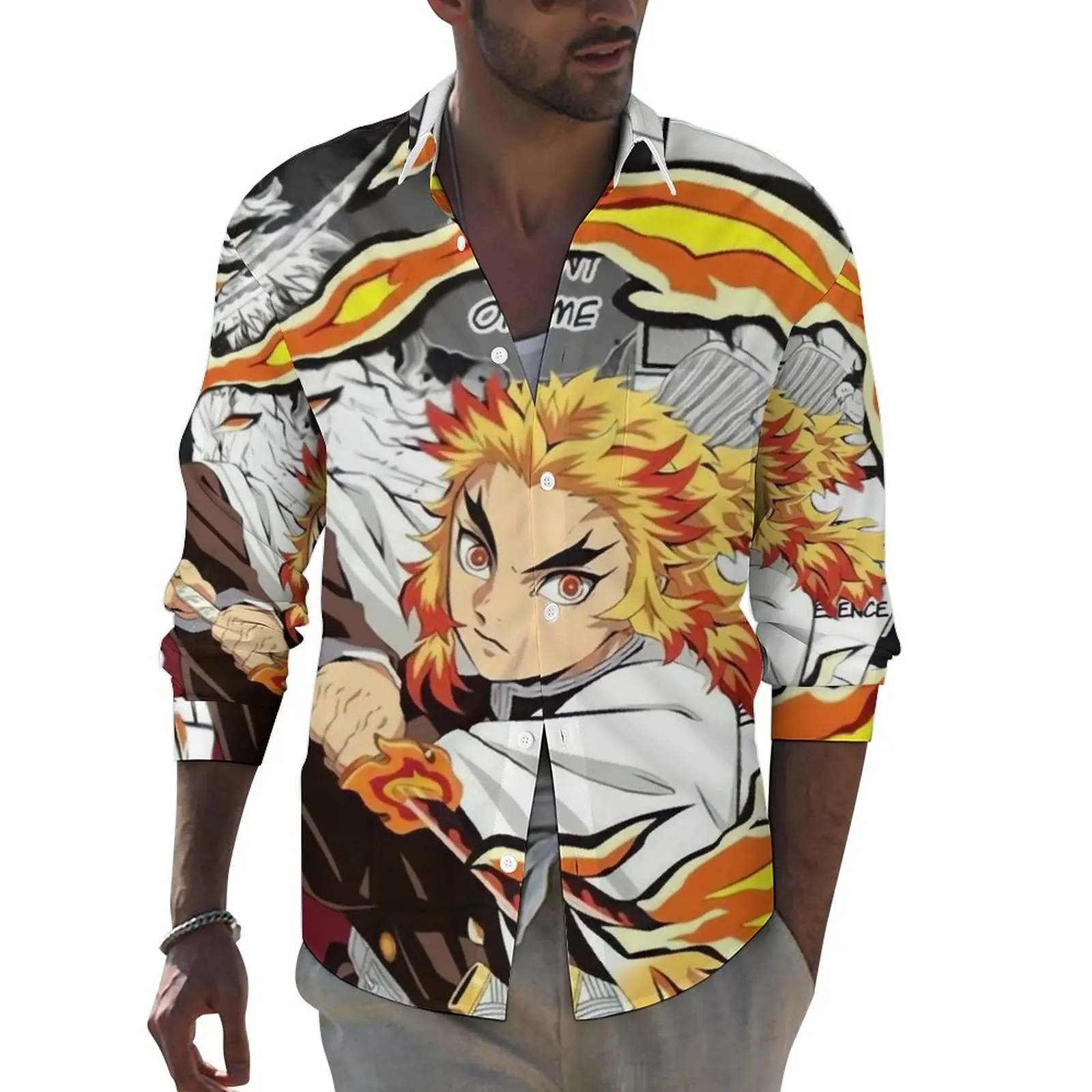 Demon Slayer Japanese Shirt Man Rengoku Kyojuro Casual Shirts Spring Y2K Custom Blouses Long Sleeve Fashion Oversize Top Gift
Demon Slayer Japanese Shirt Man Rengoku Kyojuro Casual Shirts Spring Y2K Custom Blouses Long Sleeve Fashion Oversize Top Gift