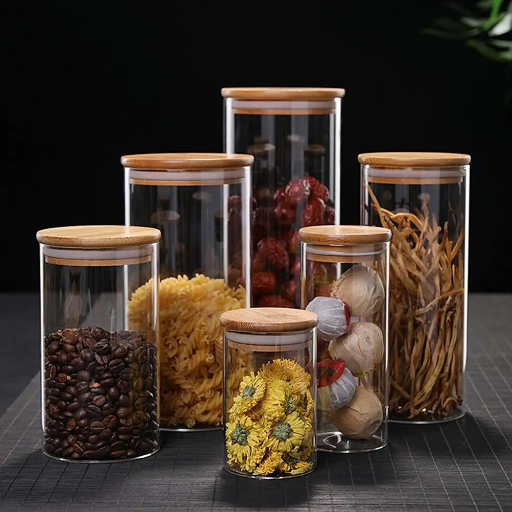 Wood Lid Glass Airtight Canister Kitchen Storage Bottles Jar Sealed Food Container Tea Coffee Beans Grains Candy Jars Organizer
Wood Lid Glass Airtight Canister Kitchen Storage Bottles Jar Sealed Food Container Tea Coffee Beans Grains Candy Jars Organizer