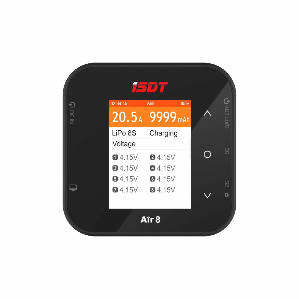 ISDT Air8 BattAir 500 Вт 20A зарядное устройство высокой мощности с зарядным устройством Dis, подключение к приложению для LiFe Lion LiPo ULiHV NiMH Pb Battery
ISDT Air8 BattAir 500 Вт 20A зарядное устройство высокой мощности с зарядным устройством Dis, подключение к приложению для LiFe Lion LiPo ULiHV NiMH Pb Battery