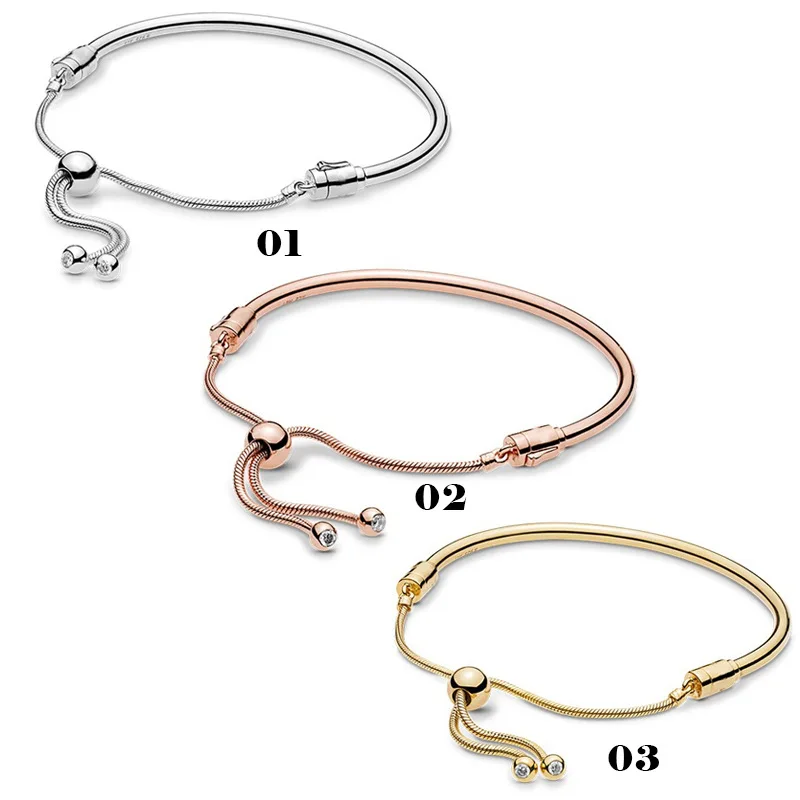 LR PAN Style Smooth 925 Sterling Silver Adjustable Bracelets For Women Girl Home Jewelry Making DIY Basis Yellow Rose Gold Chain
LR PAN Style Smooth 925 Sterling Silver Adjustable Bracelets For Women Girl Home Jewelry Making DIY Basis Yellow Rose Gold Chain