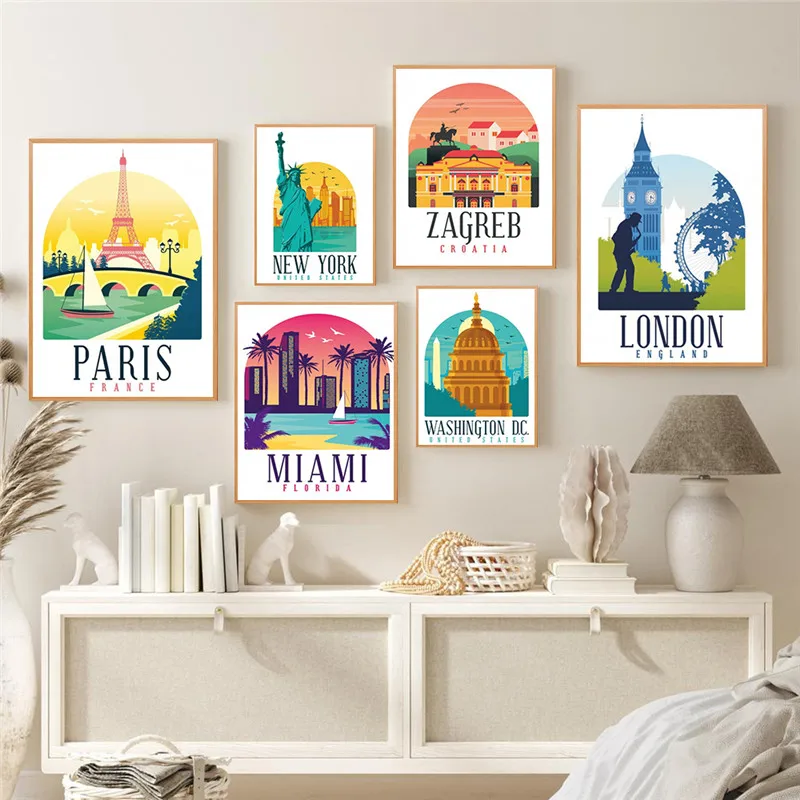 Vintage New York Paris London Mexico Moscow Travel City Canvas Painting Wall Art Retro Poster Living Room Decoration Home Decor
Vintage New York Paris London Mexico Moscow Travel City Canvas Painting Wall Art Retro Poster Living Room Decoration Home Decor
