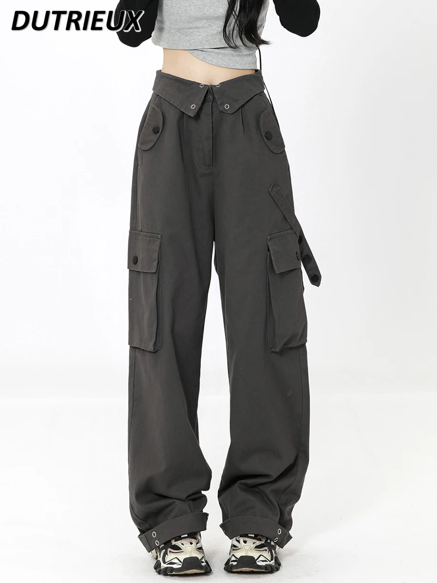 American-Style Retro Street Overalls Women's Summer Flip Waist Design Wide-Leg Pants High Waist Straight Casual Trousers
American-Style Retro Street Overalls Women's Summer Flip Waist Design Wide-Leg Pants High Waist Straight Casual Trousers