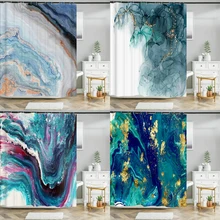 Art Marble Print Shower Curtain Waterproof Bathroom Curtain Modern Abstract Bath Curtain Toilet Partition Curtains With Hooks
