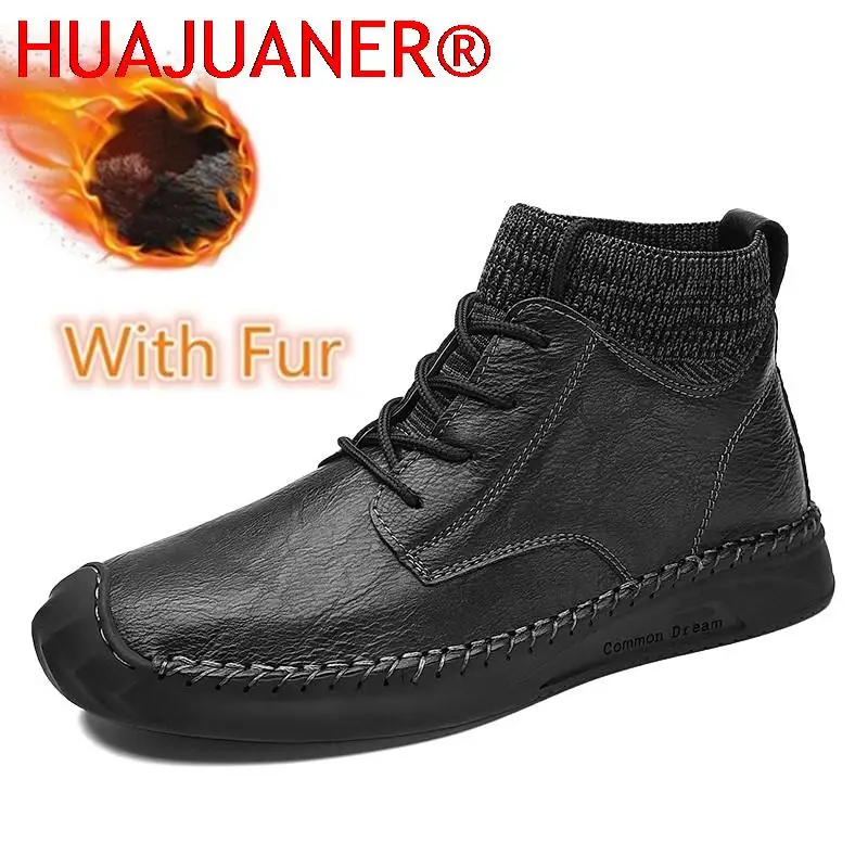Plus Size Men's Shoes Casual Leather Ankle Boots High Top Winter Warm Men Boots Travel Hiking Snow Boots Male Outdoor Sock Shoes
Plus Size Men's Shoes Casual Leather Ankle Boots High Top Winter Warm Men Boots Travel Hiking Snow Boots Male Outdoor Sock Shoes