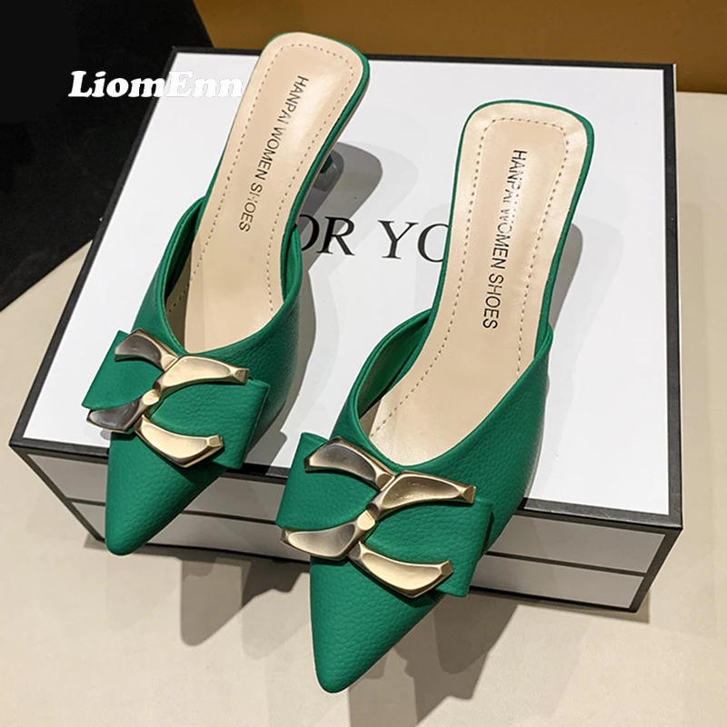 PU Leather Bowknot Women's Thin Low Heels Mules 2022 Spring Summer Pointed Toe Outdoor Casual Slippers Women Green Party Shoes
PU Leather Bowknot Women's Thin Low Heels Mules 2022 Spring Summer Pointed Toe Outdoor Casual Slippers Women Green Party Shoes