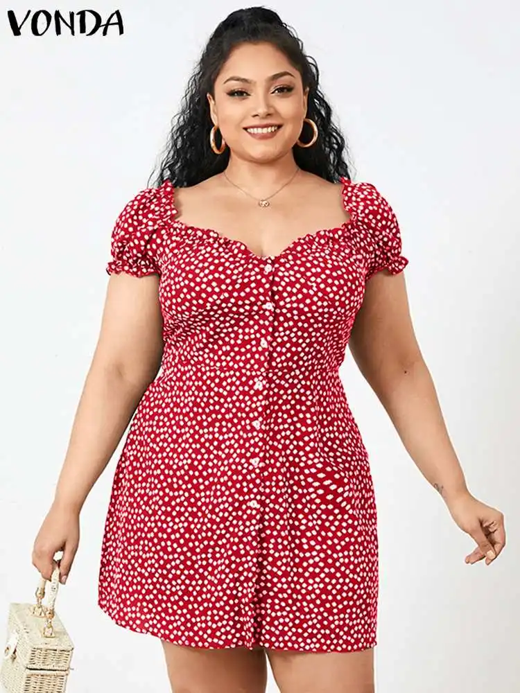 VONDA 2022 Elegant Women Party Dress Summer Cocktail Party Vestidos Overszied Sexy Short Sleeve Button Polka Dot Print Sundress
VONDA 2022 Elegant Women Party Dress Summer Cocktail Party Vestidos Overszied Sexy Short Sleeve Button Polka Dot Print Sundress