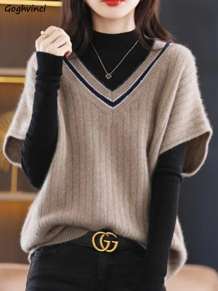 Sweater Vest Women Korean Style Elegant Loose Batwing Sleeve Patchwork Female All-match Street Wear Fashion New Design V-neck
Sweater Vest Women Korean Style Elegant Loose Batwing Sleeve Patchwork Female All-match Street Wear Fashion New Design V-neck