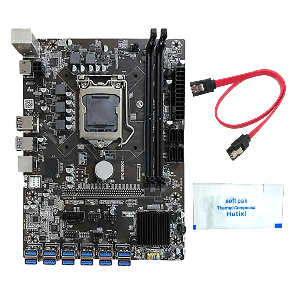 Материнская плата B250C для майнинга BTC, 12 USB 3,0 в PCI-E, графические Слоты LGA1151 DDR4 RAM SATA3.0 с термопастой и кабелем SATA
Материнская плата B250C для майнинга BTC, 12 USB 3,0 в PCI-E, графические Слоты LGA1151 DDR4 RAM SATA3.0 с термопастой и кабелем SATA