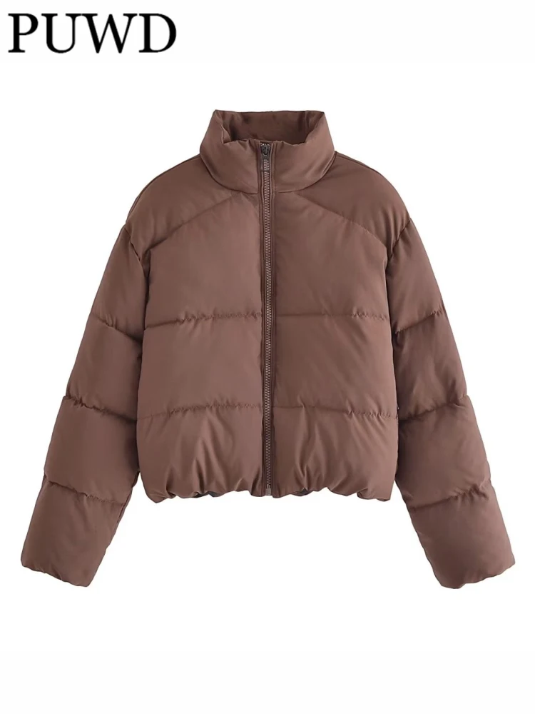 PUWD Women Brown Three-dimensional Bread Clothes 2022 Winter Fashion Girls Casual Female Solid Color Cotton-Padded Clothes 
PUWD Women Brown Three-dimensional Bread Clothes 2022 Winter Fashion Girls Casual Female Solid Color Cotton-Padded Clothes
