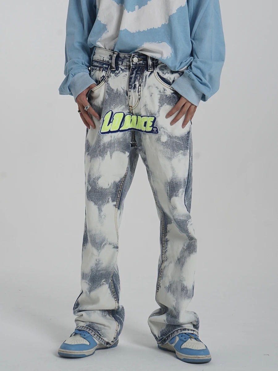 Stylish Letter Embroidery Tie Dye Men Straight Baggy Jeans Trousers Washed Distressed Vintage Hip Hop Denim Pants Spodnie Denim
Stylish Letter Embroidery Tie Dye Men Straight Baggy Jeans Trousers Washed Distressed Vintage Hip Hop Denim Pants Spodnie Denim
