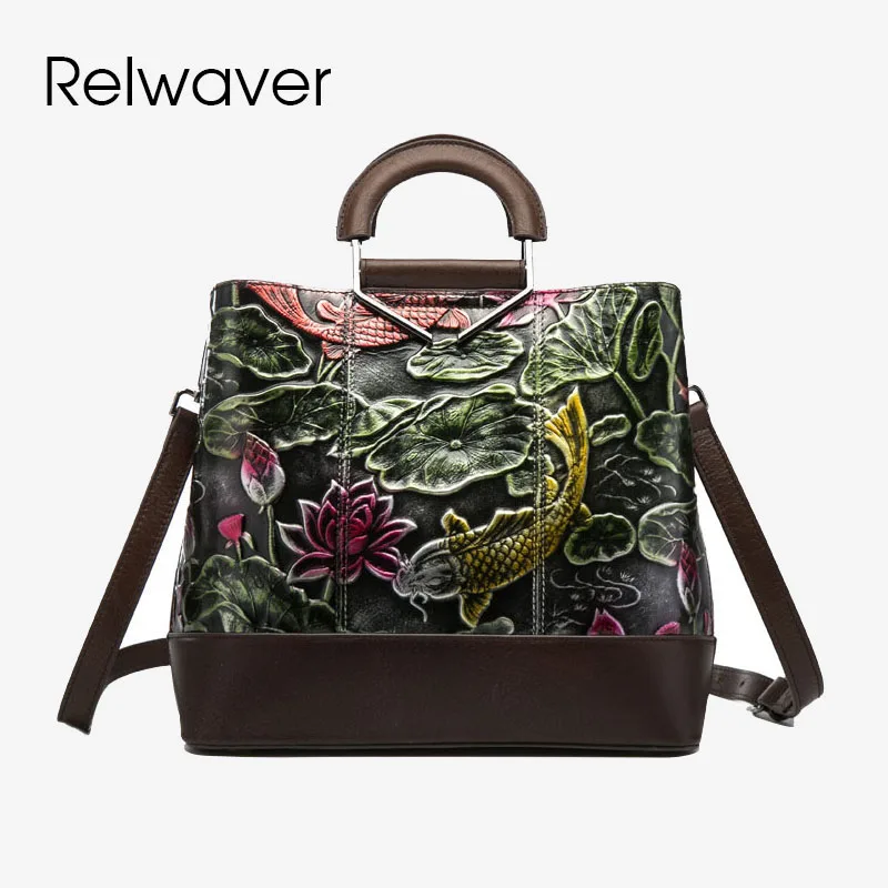 Relwaver женская сумка из коровьей кожи, винтажная Сумка-ведро, ручная работа, цвет золото, рыба, лотос, женская сумка в китайском стиле
Relwaver женская сумка из коровьей кожи, винтажная Сумка-ведро, ручная работа, цвет золото, рыба, лотос, женская сумка в китайском стиле