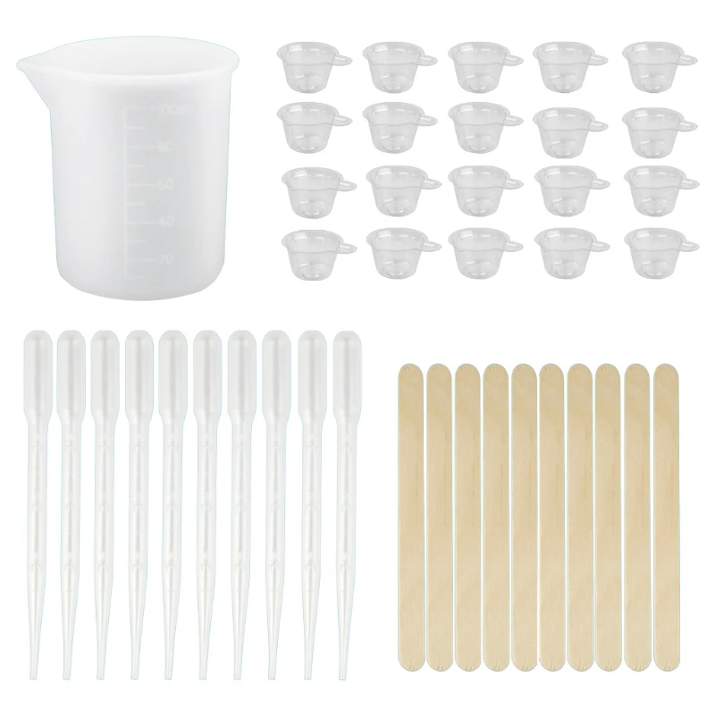 H9ED 41 Pcs UV Epoxy Resin Jewelry Tools Set Measure Cup Dropper Stirring Sticks Kit
H9ED 41 Pcs UV Epoxy Resin Jewelry Tools Set Measure Cup Dropper Stirring Sticks Kit