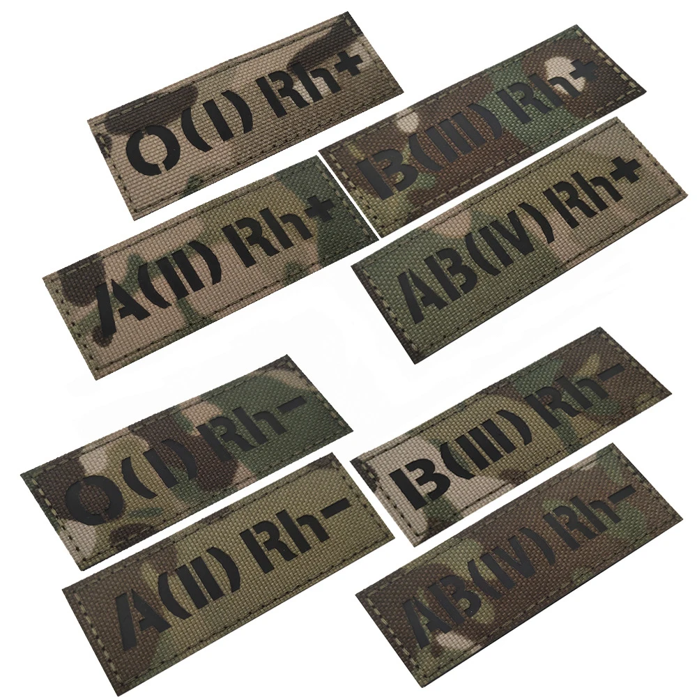 

IR Camo Blood Type First Aid Badge O1RH+ -A2RH + -B3RH + -AB4RH +- Reflective Patch Tactical Morale Hook & Loop Backpack Patches