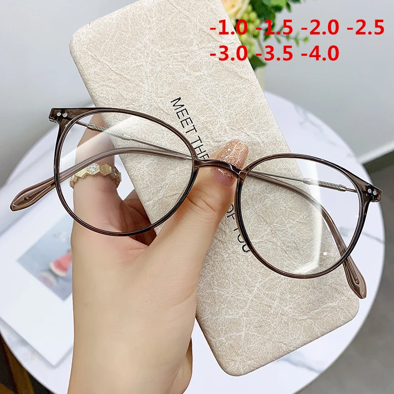 

-1.0 1.5 2.0 to 4.0 Finished Round Myopia Glasses Women Men Ultralight Short Sighted Eyeglasses Prescription Nearsighted Eyewear